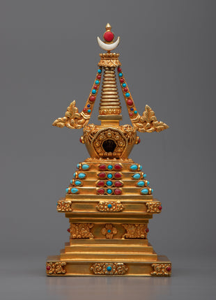 Beautiful 24k Gold Plated Stupa Statue