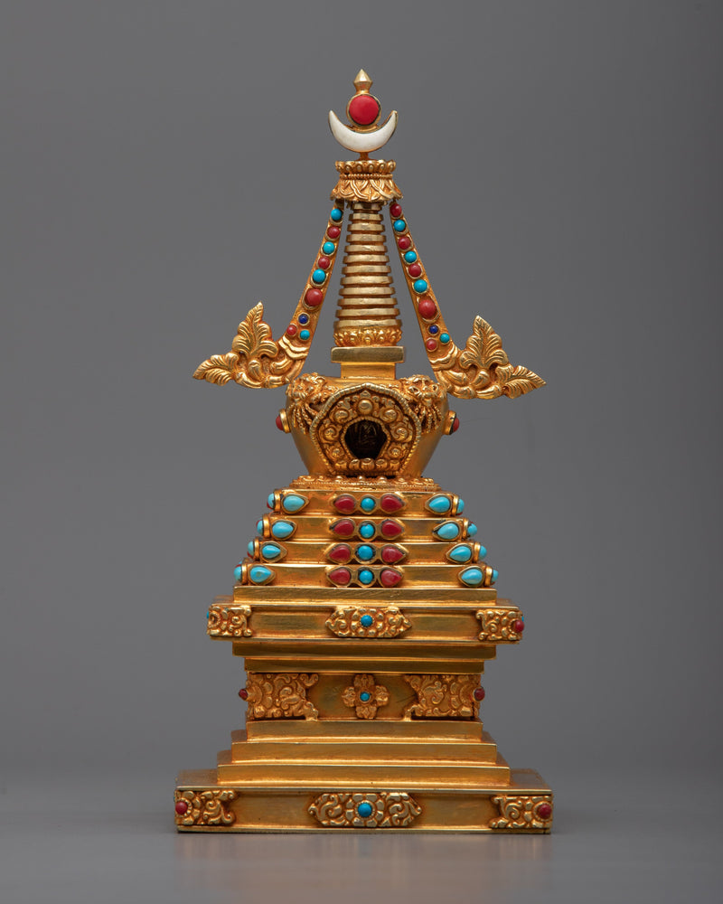 Beautiful 24k Gold Plated Stupa Statue