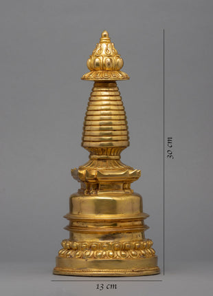 24K Gold Plated Stupa | Kadampa Style Stupa | Religious Decors