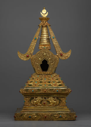 Copper Stupa With 24k Gold Plated