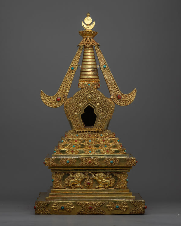 Copper Stupa With 24k Gold Plated