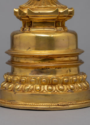 24K Gold Plated Stupa | Kadampa Style Stupa | Religious Decors