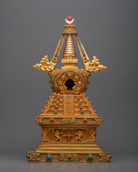 Authentic Handcrafted Buddhist Stupa Statue