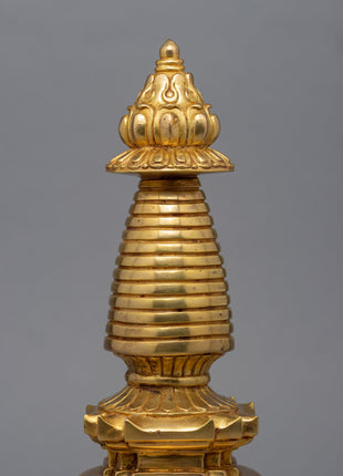 24K Gold Plated Stupa | Kadampa Style Stupa | Religious Decors