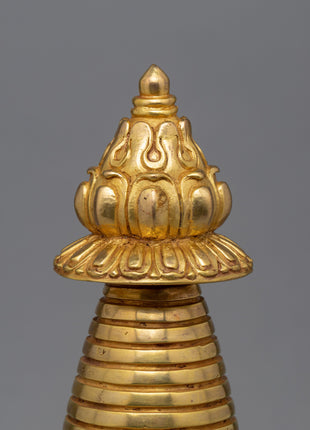 24K Gold Plated Stupa | Kadampa Style Stupa | Religious Decors