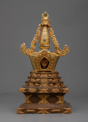 Gold Gilded Stupa | Detailed Handmade Spiritual Symbol