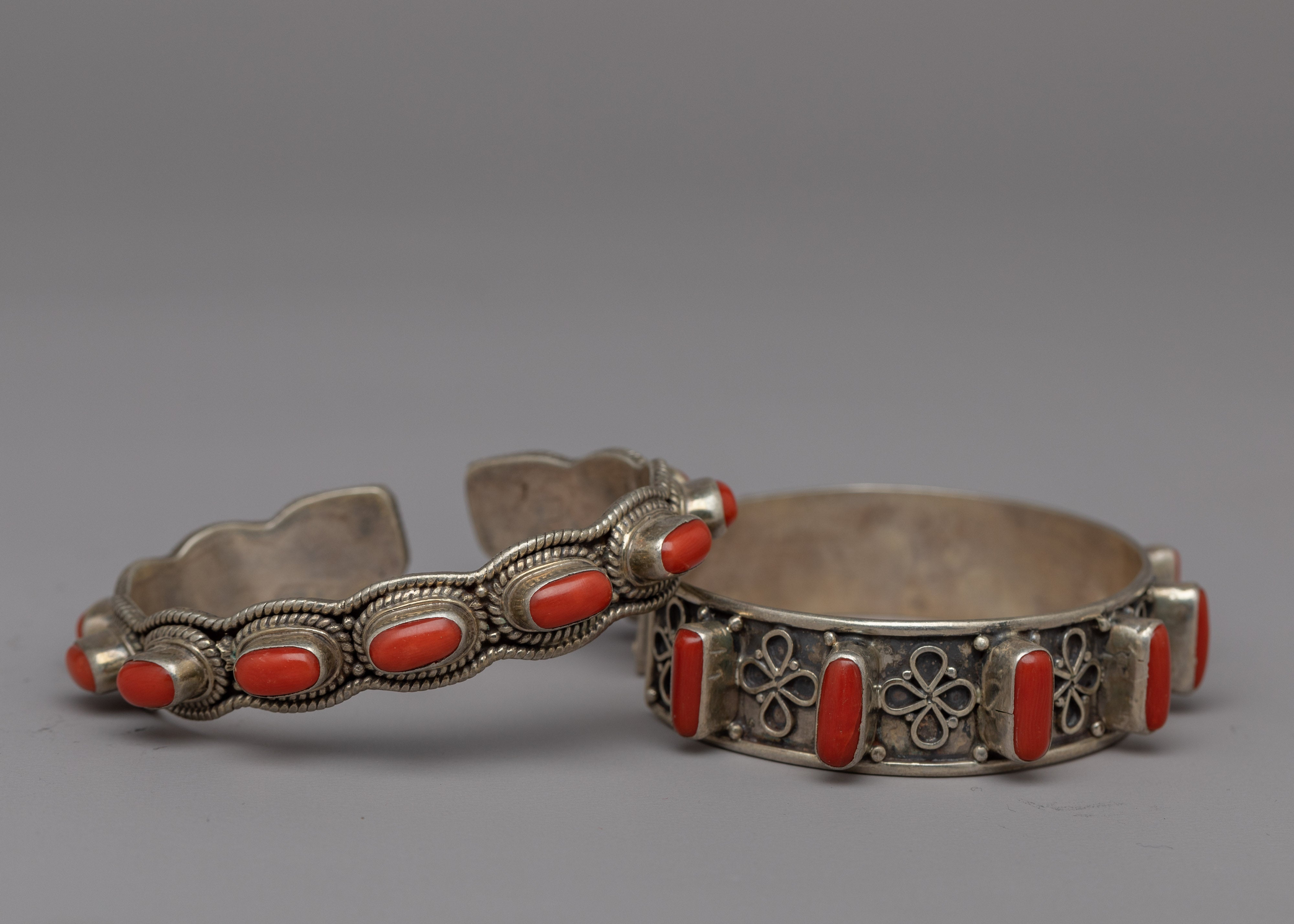 Red Coral Stone Hand Bracelet | Buddhist and Tibetan Jewelry | Unique and Stylish Jewelry for Men and Women