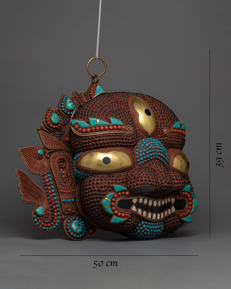 Bhairava Copper Face Mask | Authentic Tibetan Spiritual Decor of Fierce Divinity