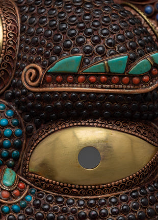 Mahakala Fierce Deity Mask | Elegant 24k Gold Plated Spiritual Symbol of Protection