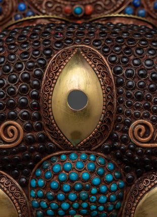Mahakala Fierce Deity Mask | Elegant 24k Gold Plated Spiritual Symbol of Protection