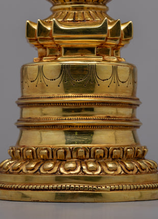 Tibetan Golden Stupa | Sacred Art from the Himalayan Buddhist