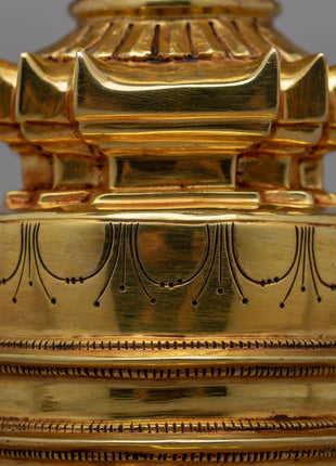 Tibetan Golden Stupa | Sacred Art from the Himalayan Buddhist