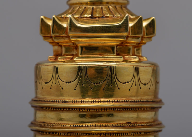 Tibetan Golden Stupa | Sacred Art from the Himalayan Buddhist
