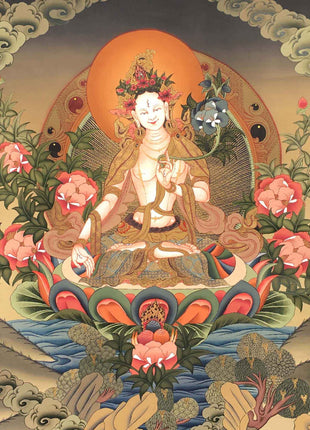 Tara Brocade Mounted Thangka  | Spiritual Gift for Buddhists