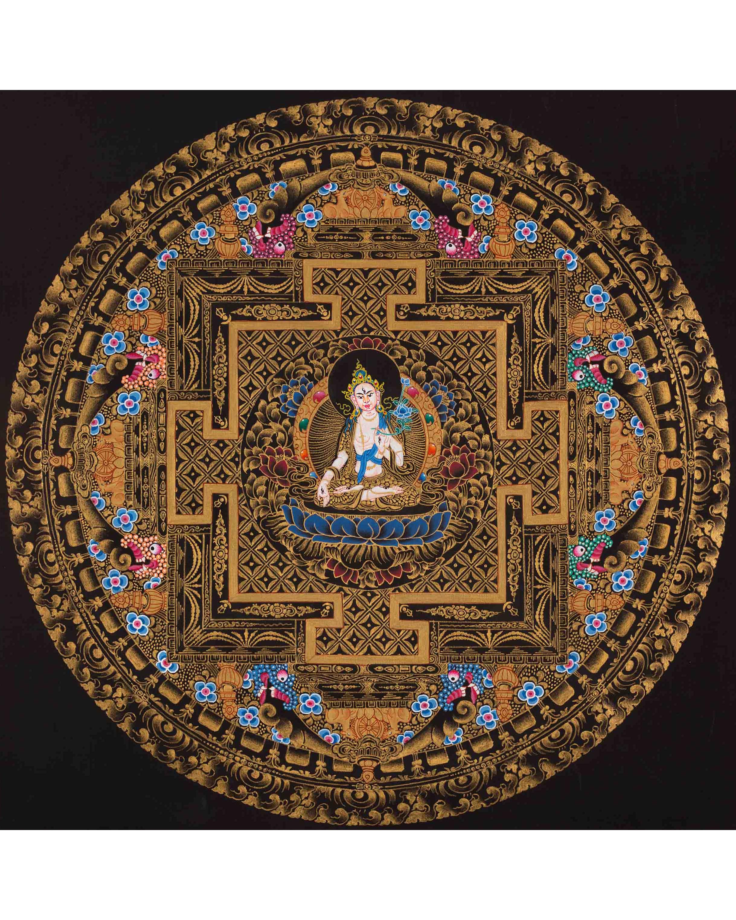 Original Hand Pained White Tara Mandala Thangka