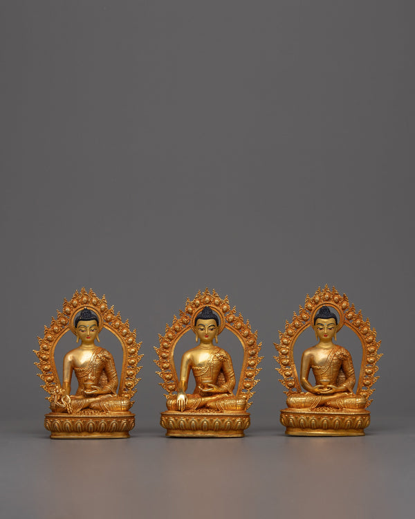 Copper Three Buddha Statue Set