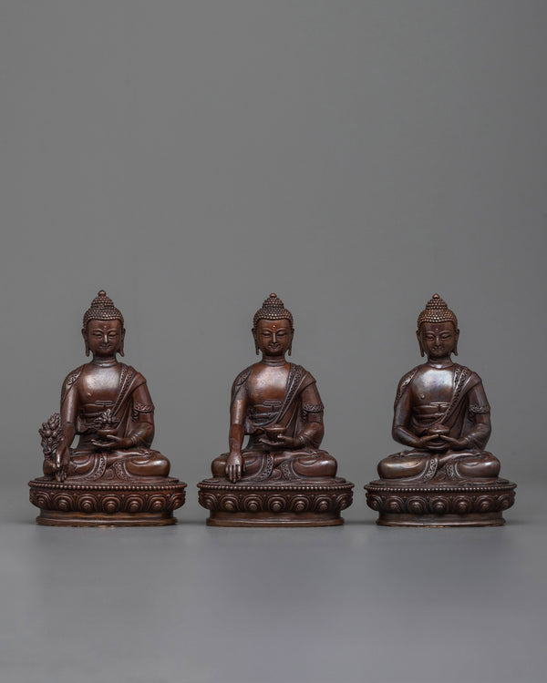 Copper Three Buddha Set Statue