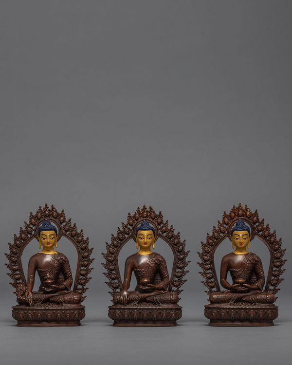 3 Wise Buddhas Statue Set | Gold Plated Himalayan Artwork