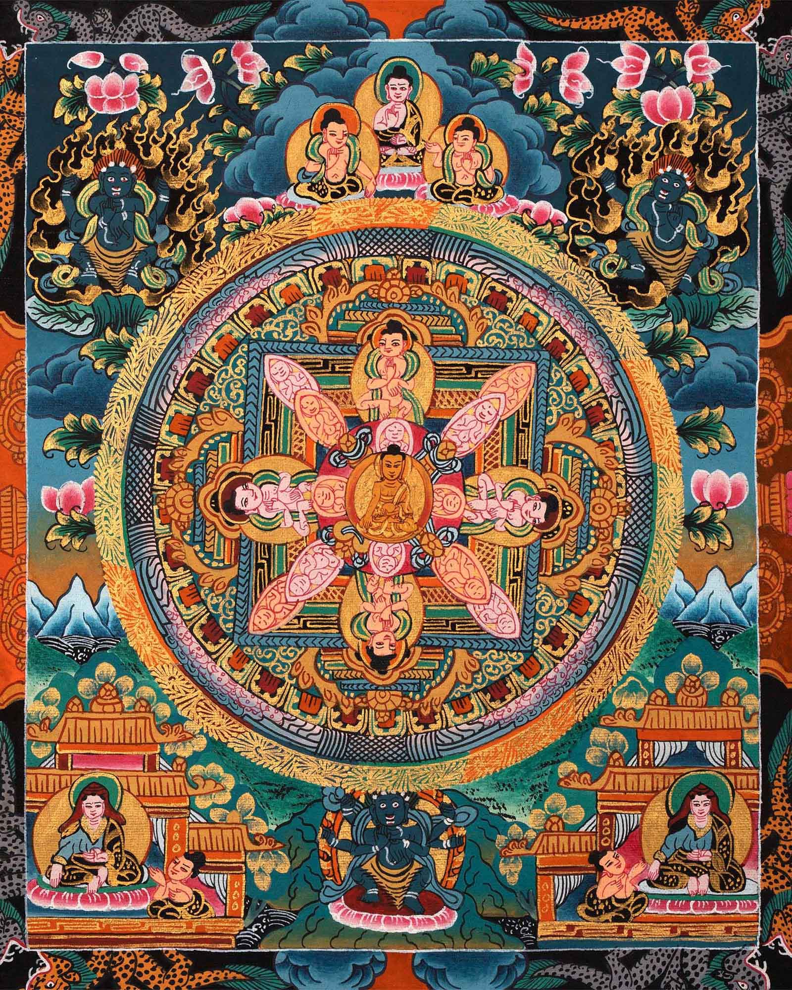 Tibetan Buddha Mandala  | Spiritual Mandala Wall Art