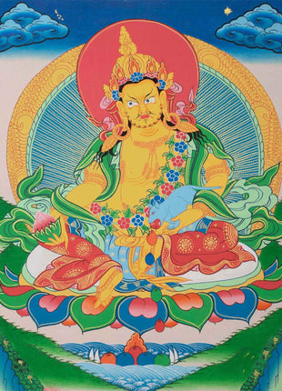 Tibetan Kubera Thangka | Dzambala Thangka Art | Original Hand Painted Wall Decor