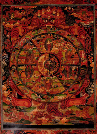 Tibetan Wheel Of Life Thangka | Traditional Samsara Painting | Wall Decors