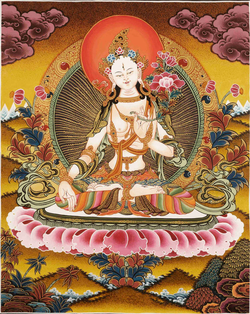 Tibetan White Tara Thangka | Tibetan Wall Decoration Painting