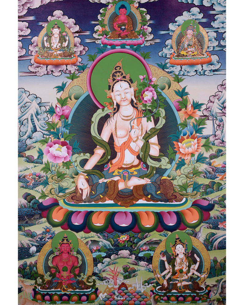 Tibetan White Tara | Hainpainted Tara Thangka