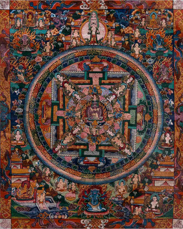 Traditional Heruka Mandala | Religious Buddhist Thangka | Wall Decors