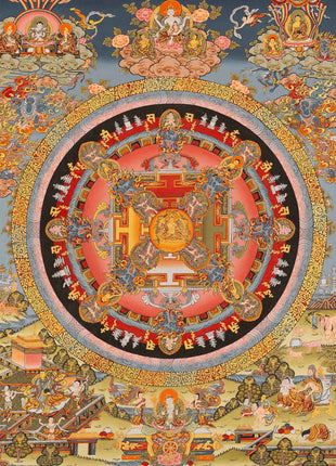 Traditional Mandala Art | Manjushri Thangka | Bodhisattva of Wisdom & Compassion