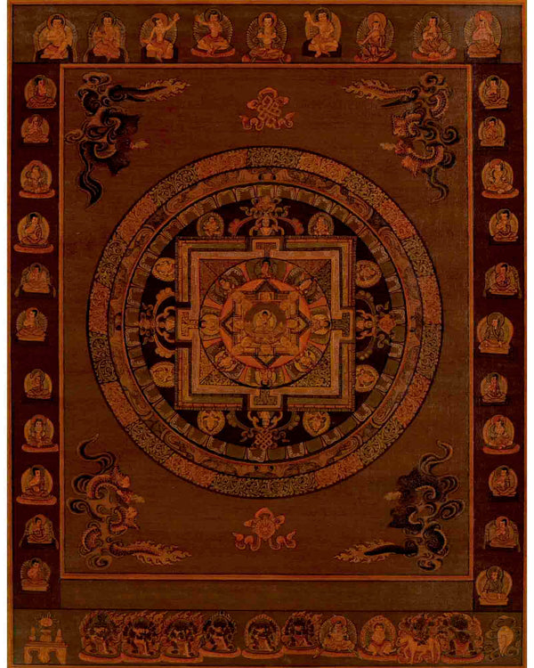 Traditional Mandala Thangka | Oil Varnished Art | Religious Wall Decors