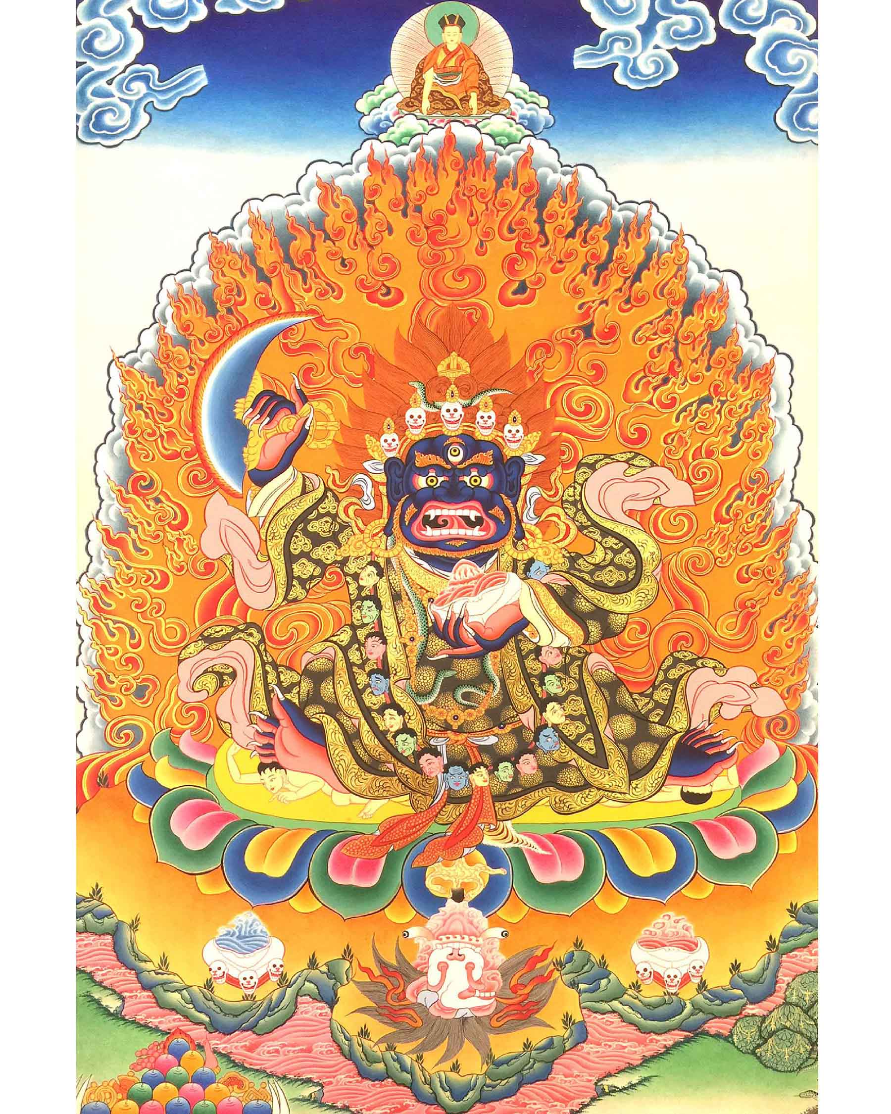 Two armed Bernagchen Mahakala Thangka Painting | Mahakala Deity