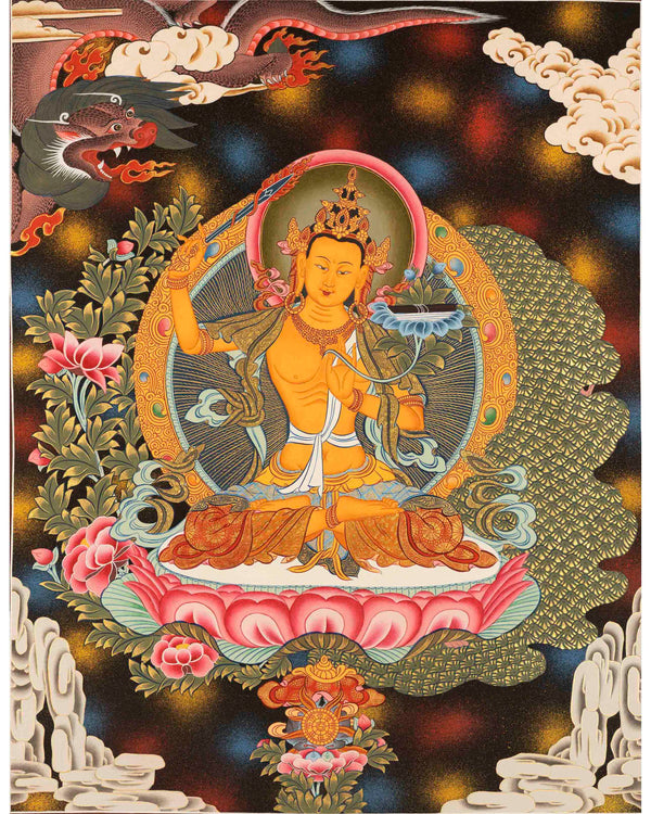 Unique Manjushree Thangka | Religious Wall Hanging Art