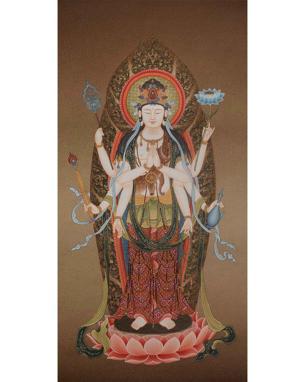 Unique Thangka of the Eight Armed Avalokiteshvara | Japanese Deity
