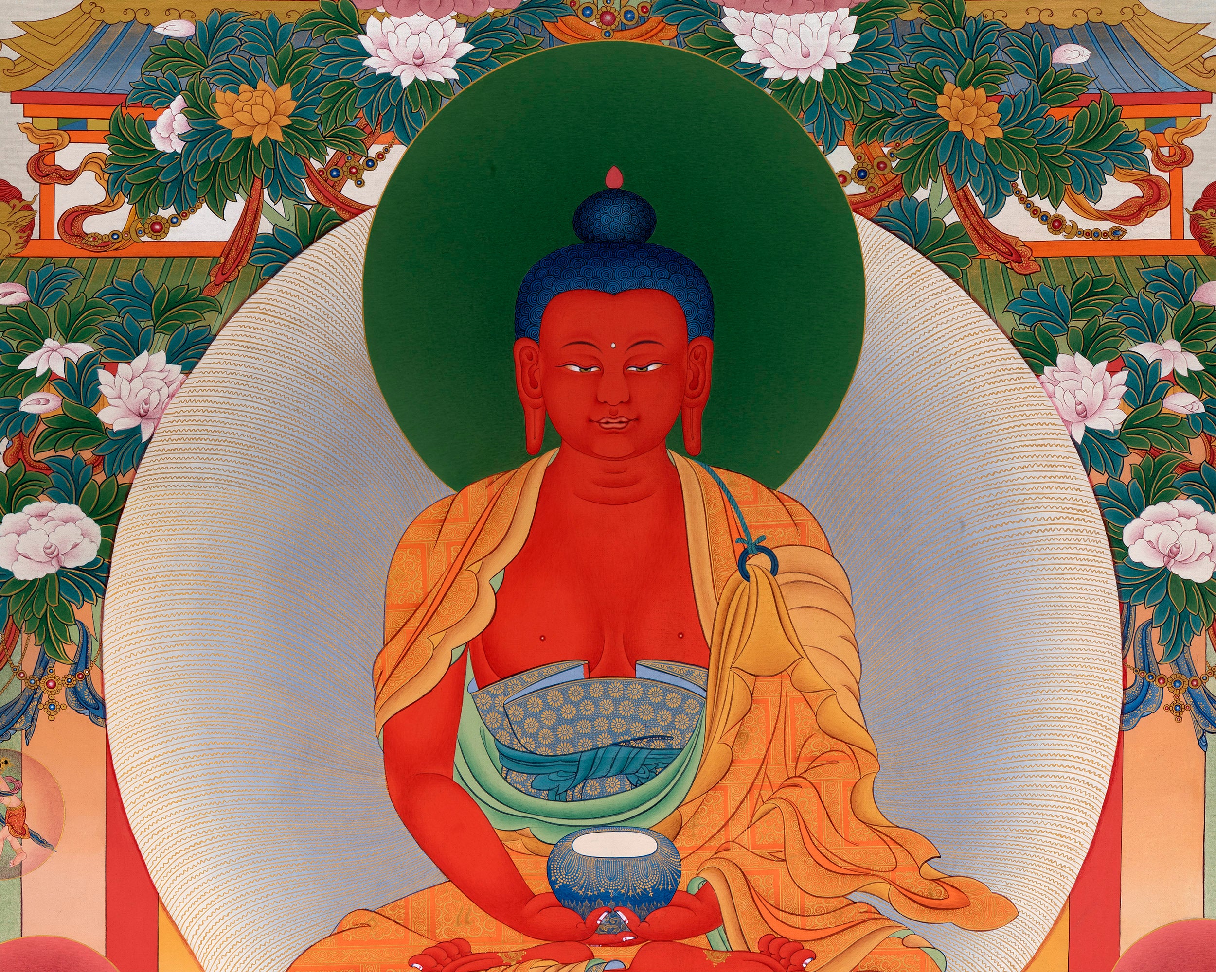 Buddha Amitabha Pureland Thangka | High Quality Giclee Canvas Print