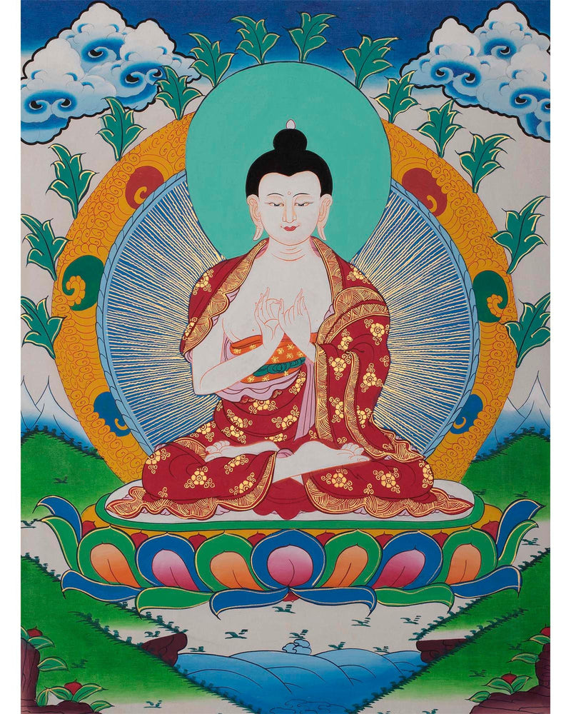 Vairocana Thangka Painting | White Blessing Buddha Art