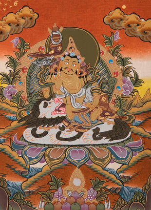 Vaisravana Tibetan Thangka | God Of Wealth | Wall Decors