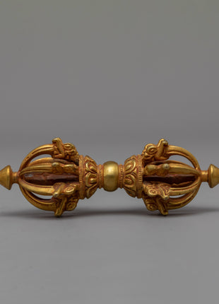Handmade Tibetan Vajra Thunderbolt | 24k Gold Plated Vajra for Meditation