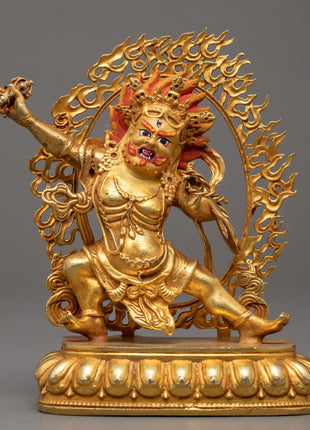 Wrathful Vajrapani Gold Sculpture
