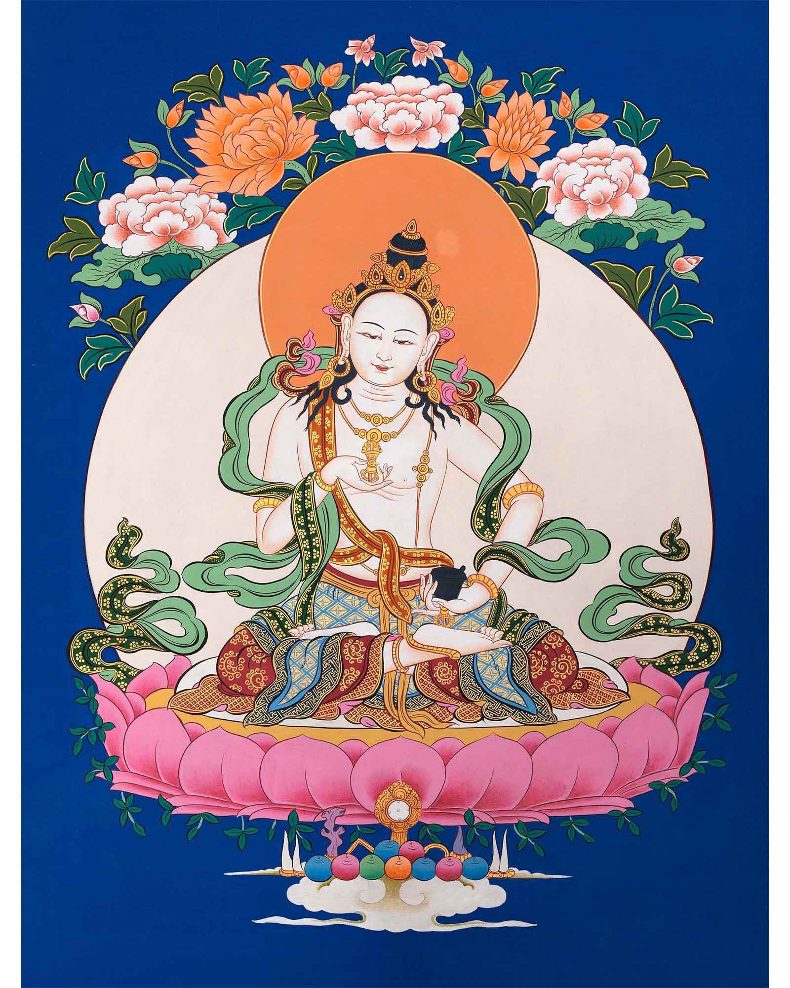 Vajrasattva Lamrim Thangka  |  Spiritual Art For Yoga Meditation |  Buddhist Prayer For mindfulness Practice