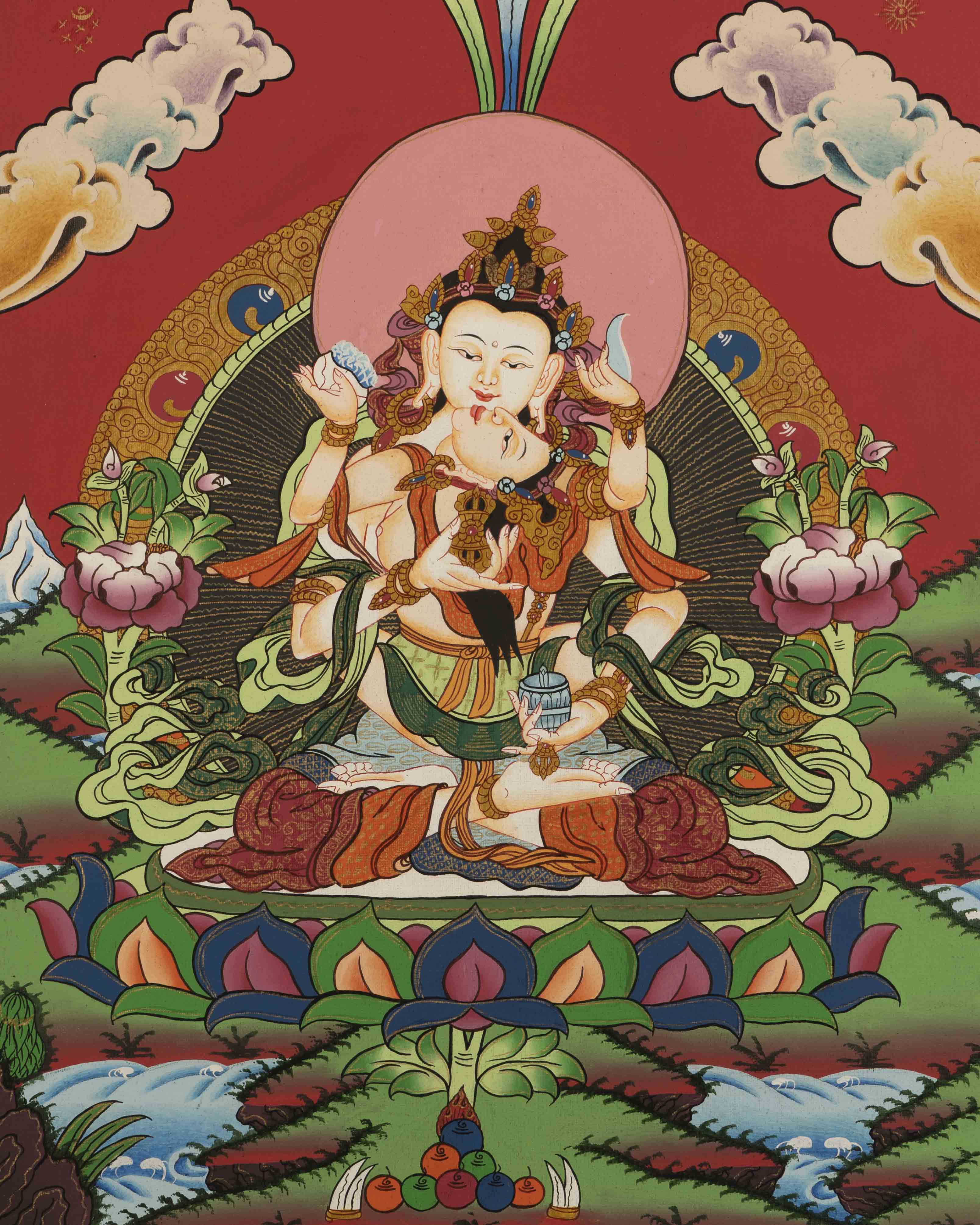 Vajrasattva Shakti Thangka | Religious Wall Decor