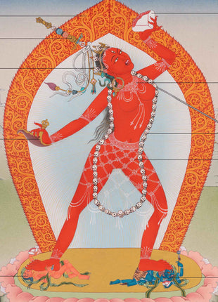 Vajrayogini Art | Tibetan 24K Gold Dakini Painting (includes Brocade)
