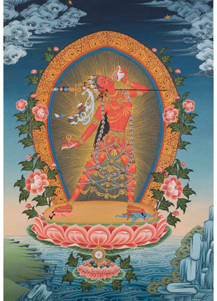 Vajrayogini Thangka in Tibetan Style | Vintage Art from Nepal