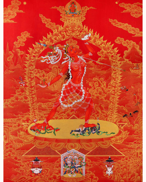 Dakini Vajrayogini With Citipati And Vajradharma Digital Thangka Art Prints