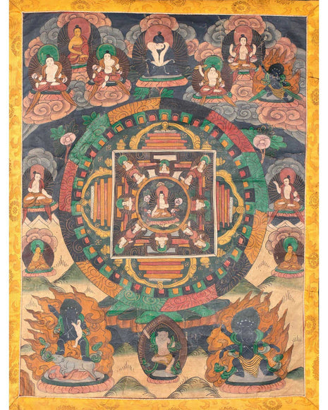 Vintage Buddha Mandala |  Meditation Canvas Art Buddhist Thangka