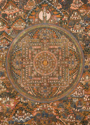 Vintage Buddhist Mandala | Hand Painted Tibetan Wall Decor