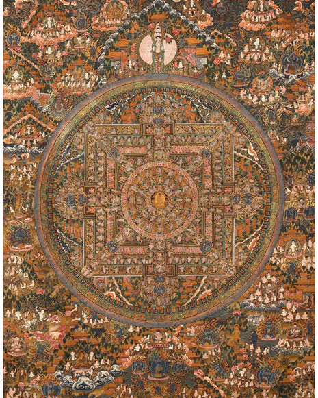 Vintage Buddhist Mandala | Hand Painted Tibetan Wall Decor