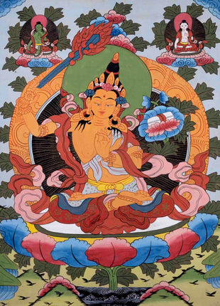 Vintage Manjushree Thangka | Traditional Tibetan Artwork | Wall Decors