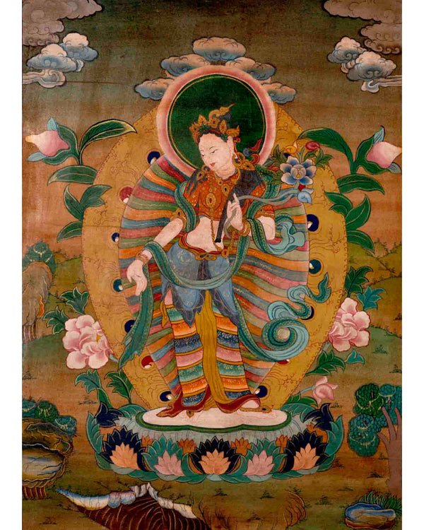 Vintage Padmapani Lokeshvara Art | Tibetan Traditional Thangka | Wall Decors