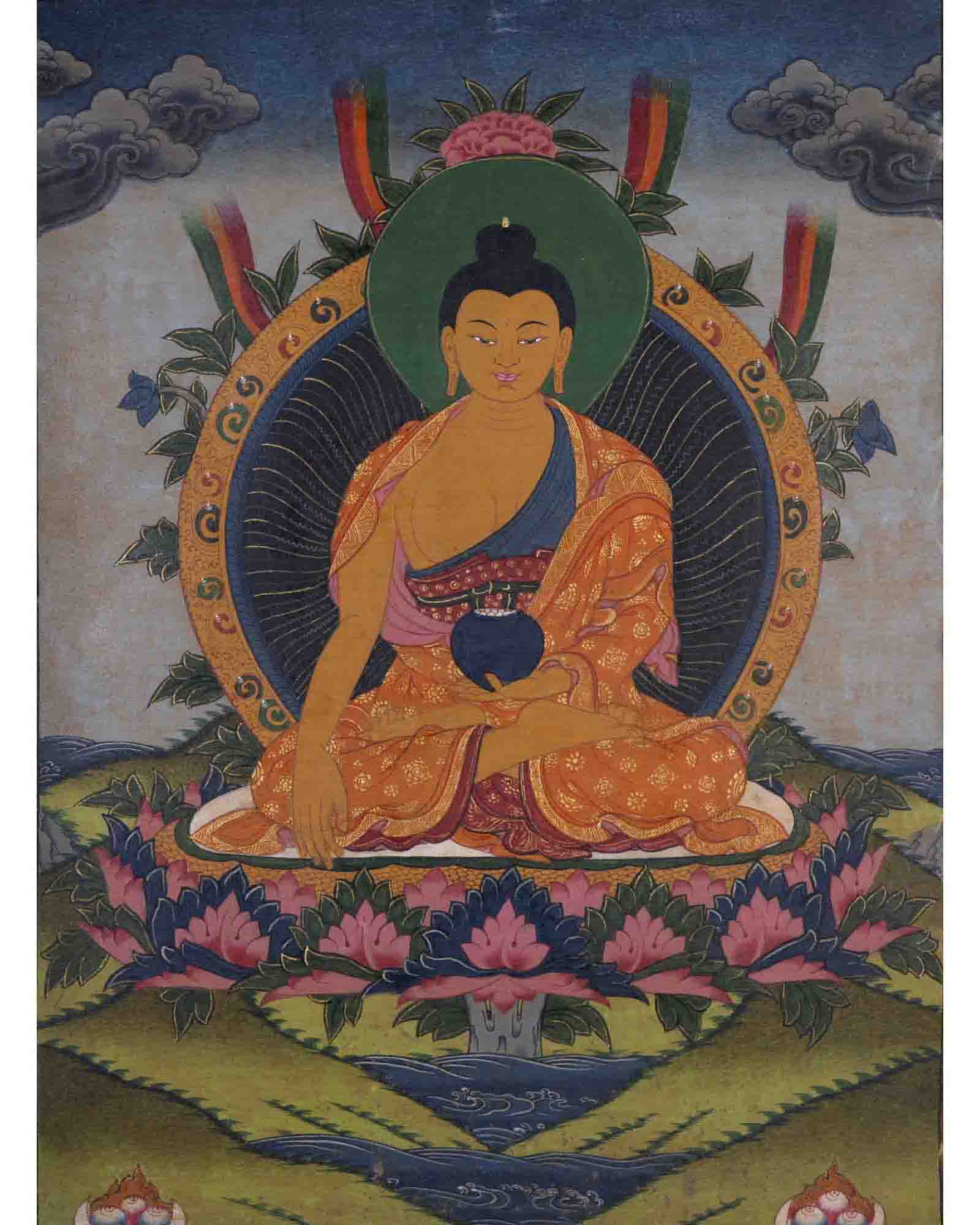 Vintage Shakyamuni Buddha Thangka | Mindfulness Meditation | Wall Decors