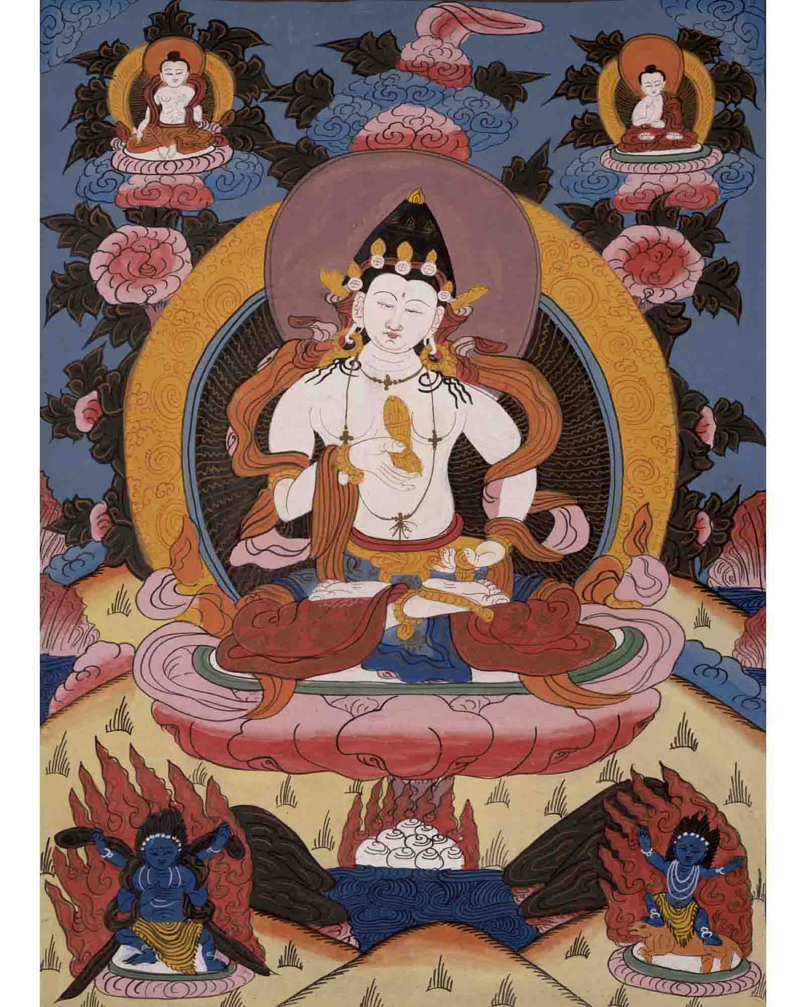 Vintage Vajrasattva Thangka | Religious Buddhist Painting | Wall Decors